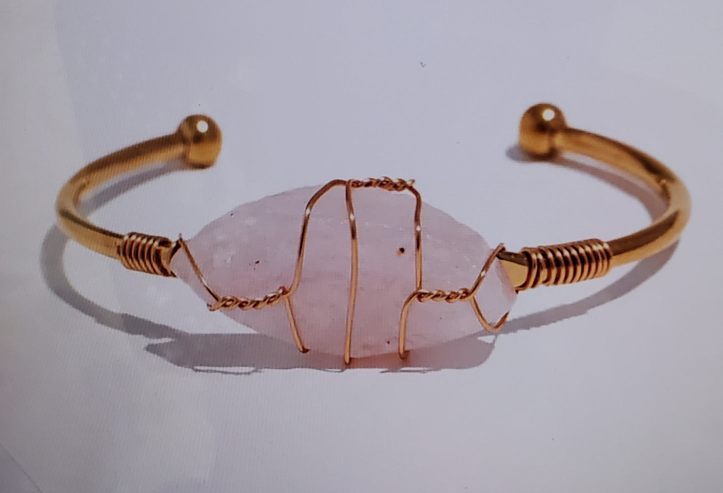 18K Gold Plated Natural Stone Open Bracelet Rope Chain Charm Bangle