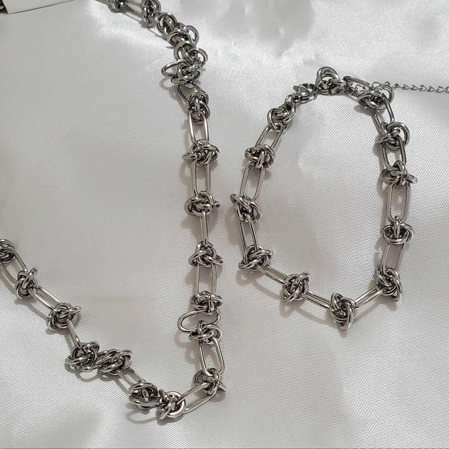 Silver Vintage Link Stainless Steel Jewelry Set | Necklace & Bracelet