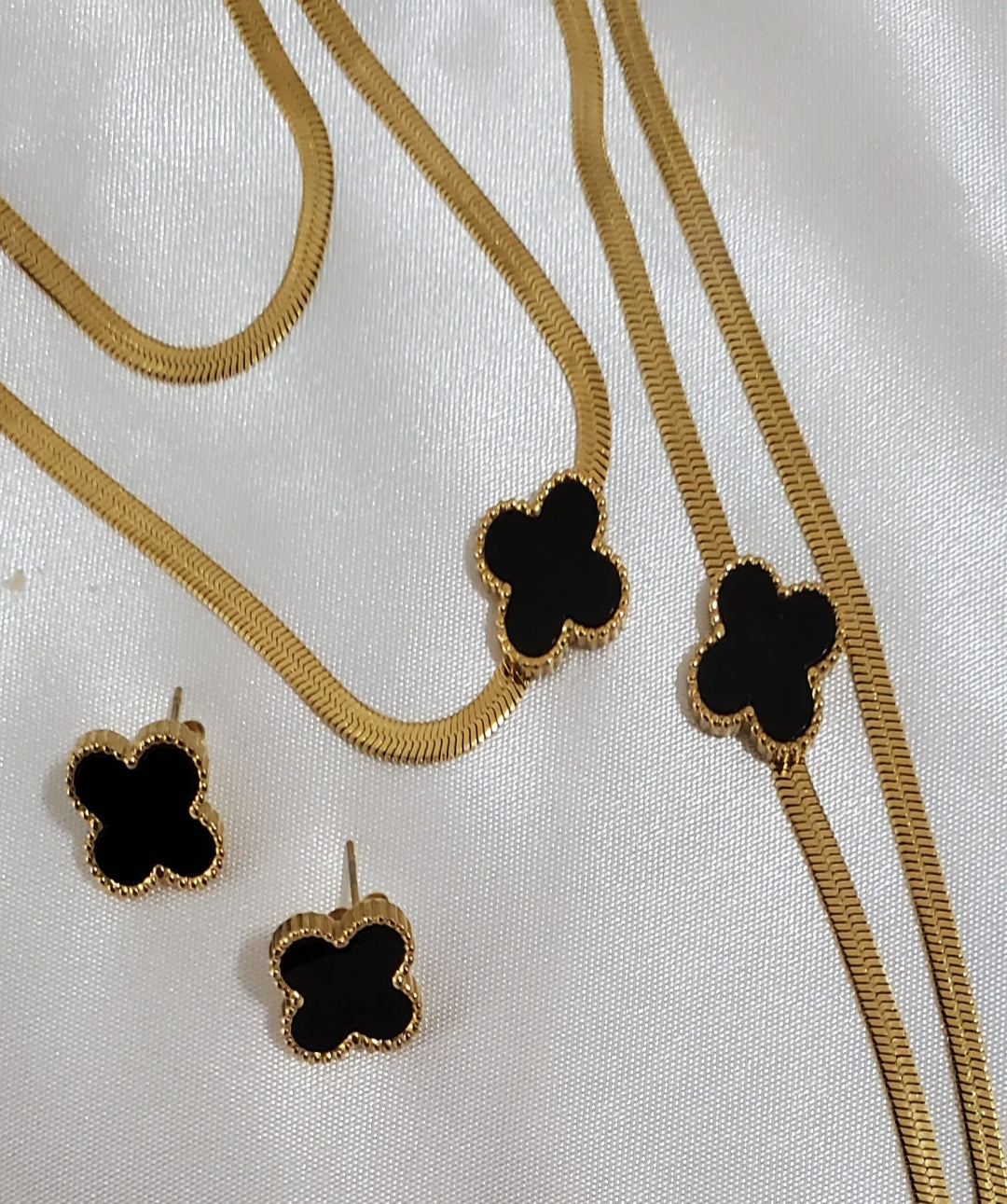 Stainless Steel Black of Pear Jewelry Set