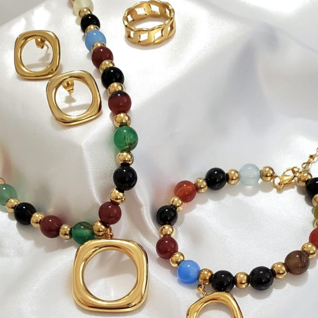 18K Gold Plated Stainless Steel 4-Piece Jewelry Set