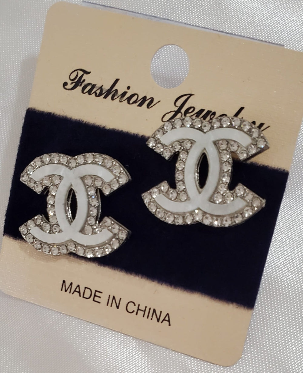 CC Style Silver Rhinestone Earrings
