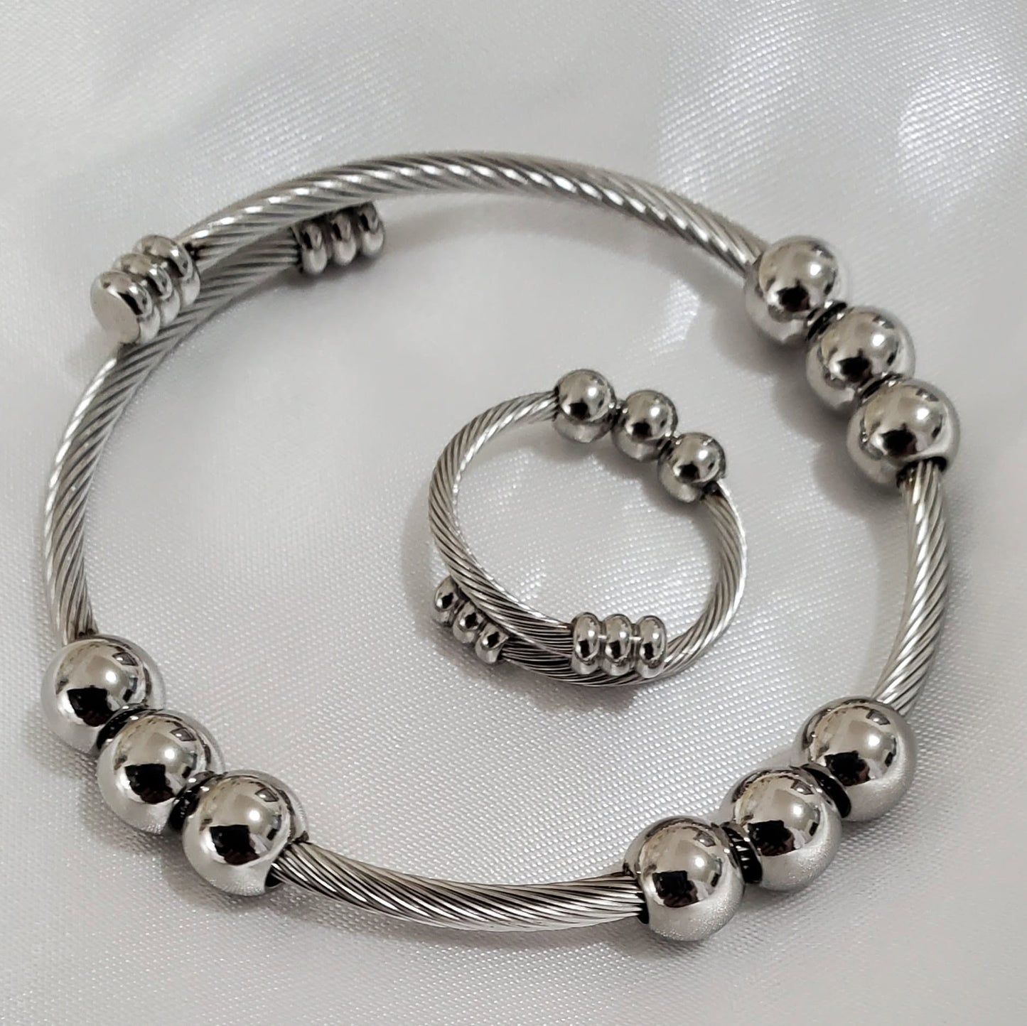 Pulsera y Anillo en Stainless Steel 6pcs Mixtos