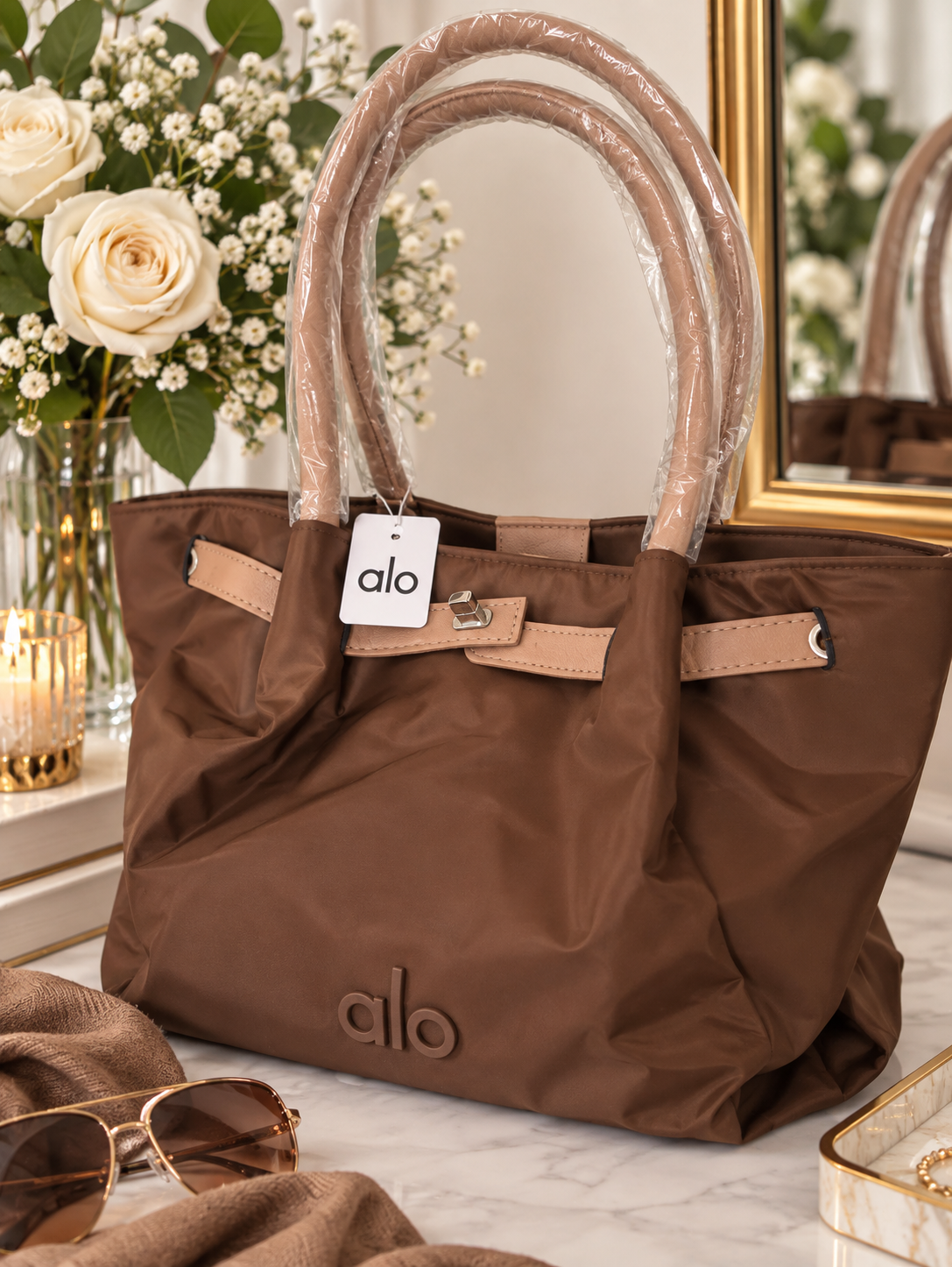 ALO Yoga Tote Bag in Taupe Brown