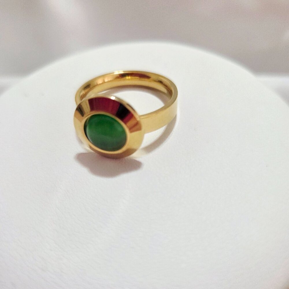 18K Gold Plated Black Stone Ring
