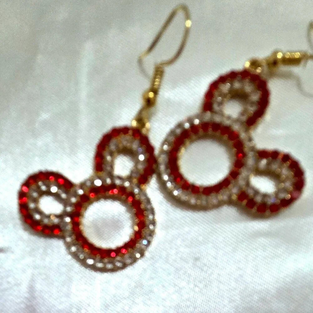 Mouse Shape Rhinestone Dangle Earrings