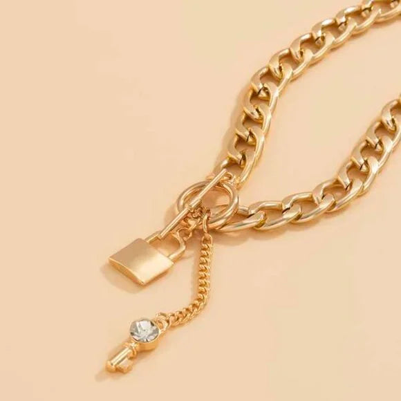 Lock & Key Pendant Chain Necklace