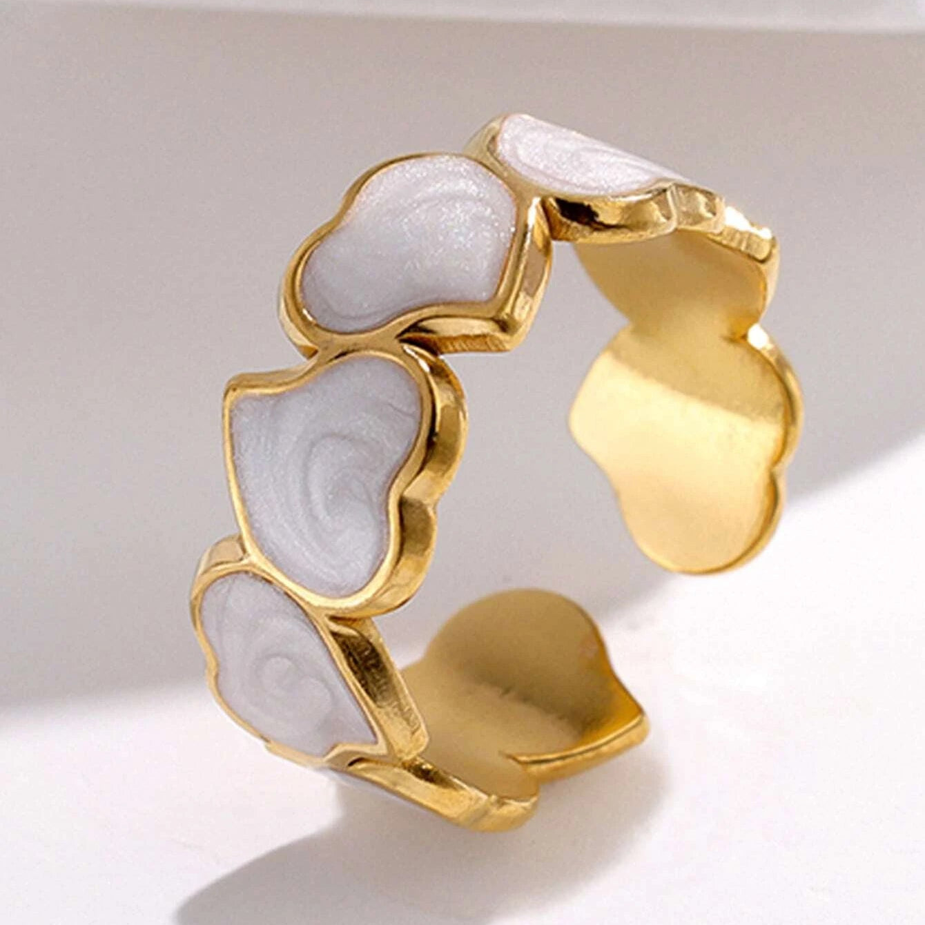 Myrna  18K Gold Plated Enameled Heart Ring