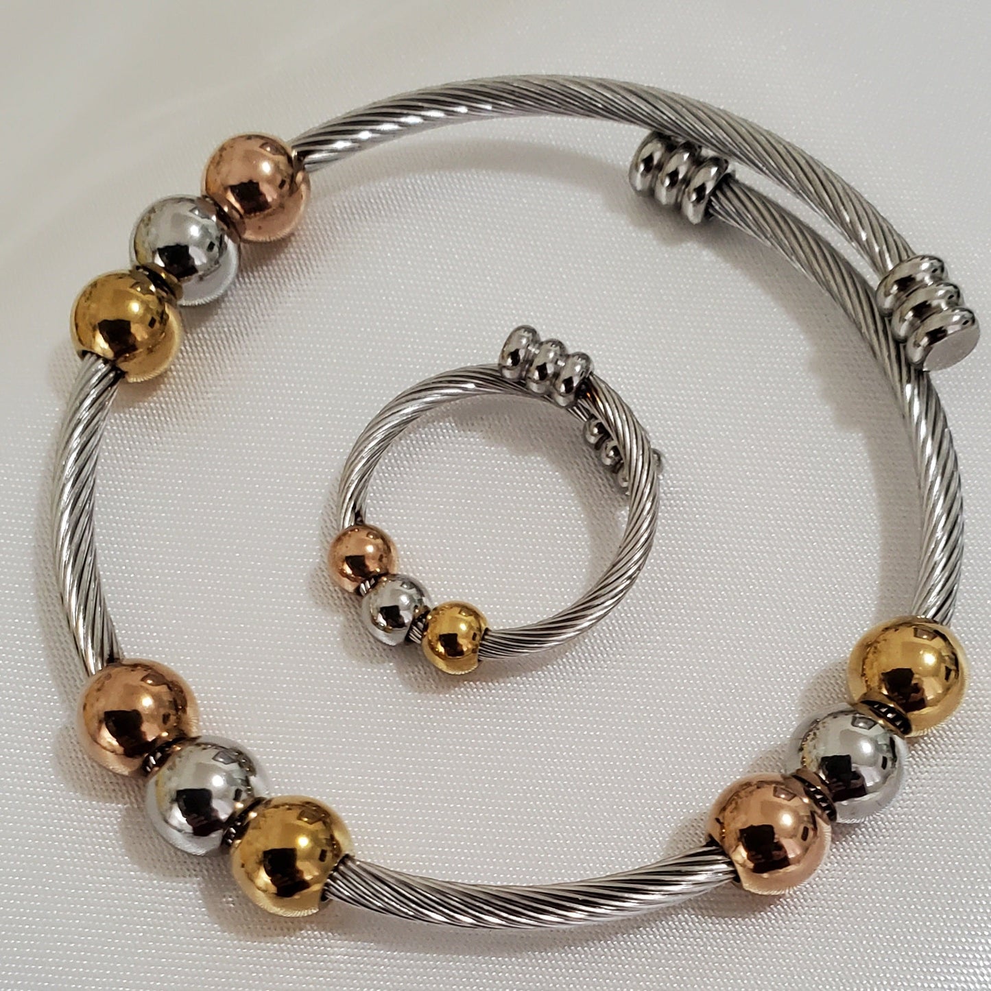 Set de Pulsera y Anillo en Stainless Steel