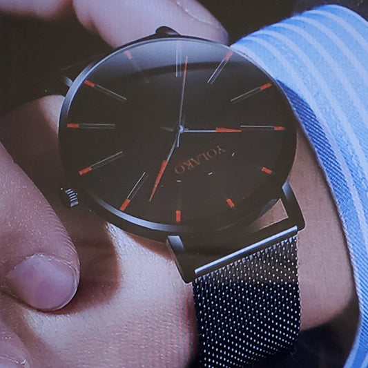 Reloj de Cuarzo de Malla con calendario  Rojo