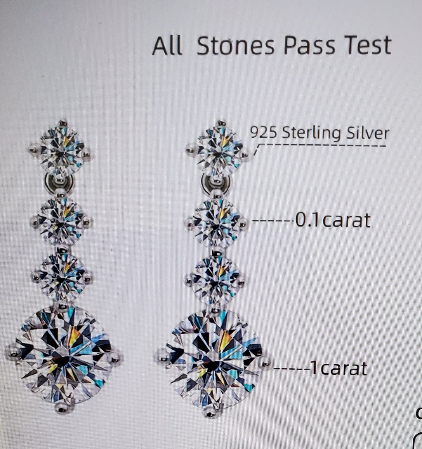 2.6 ct Graduated Linear Moissanite Drop Earrings In Sterling Silver