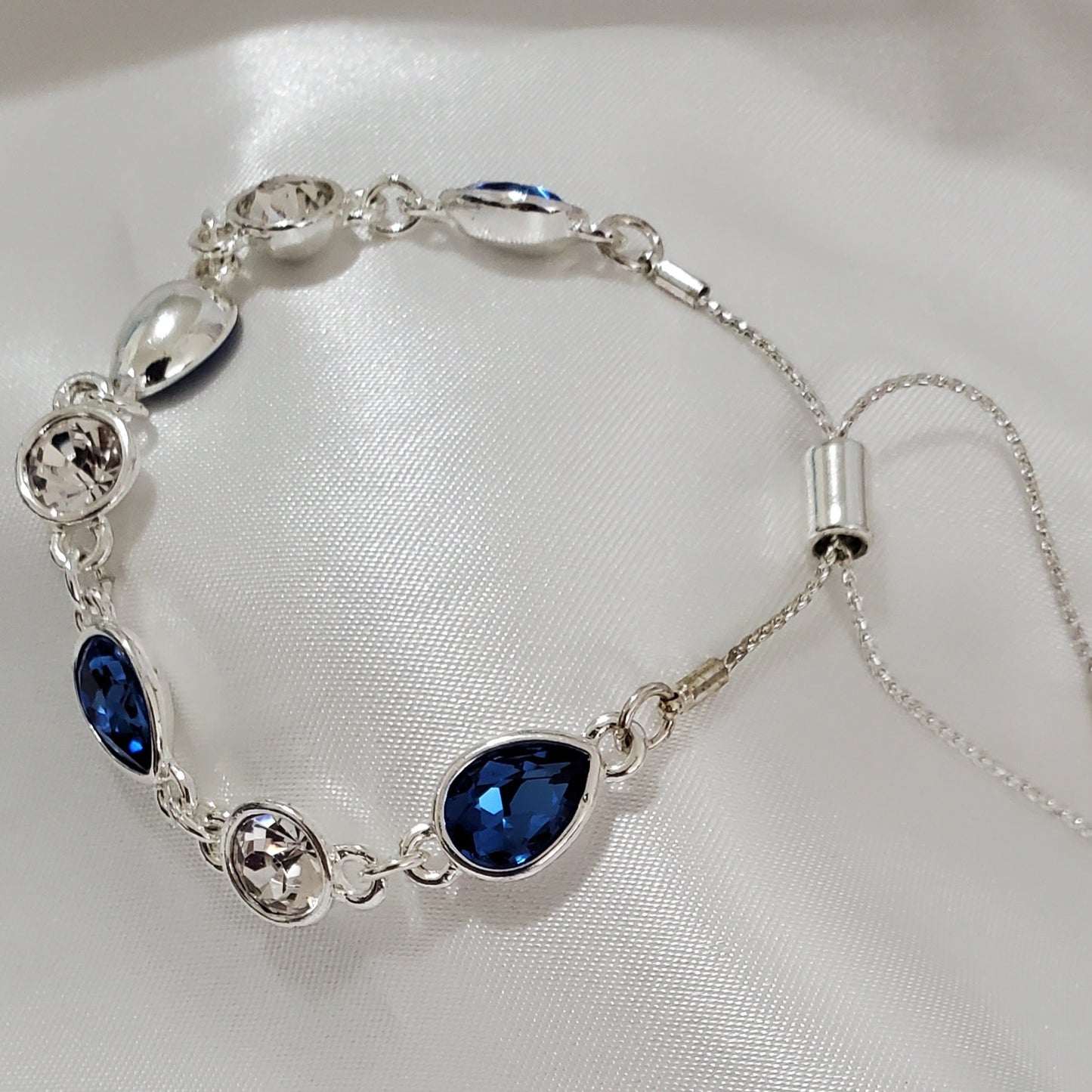 Silver Blue Adjustable Bracelet