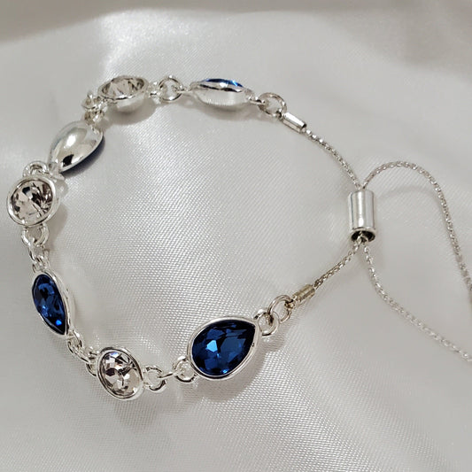 Silver Blue Adjustable Bracelet