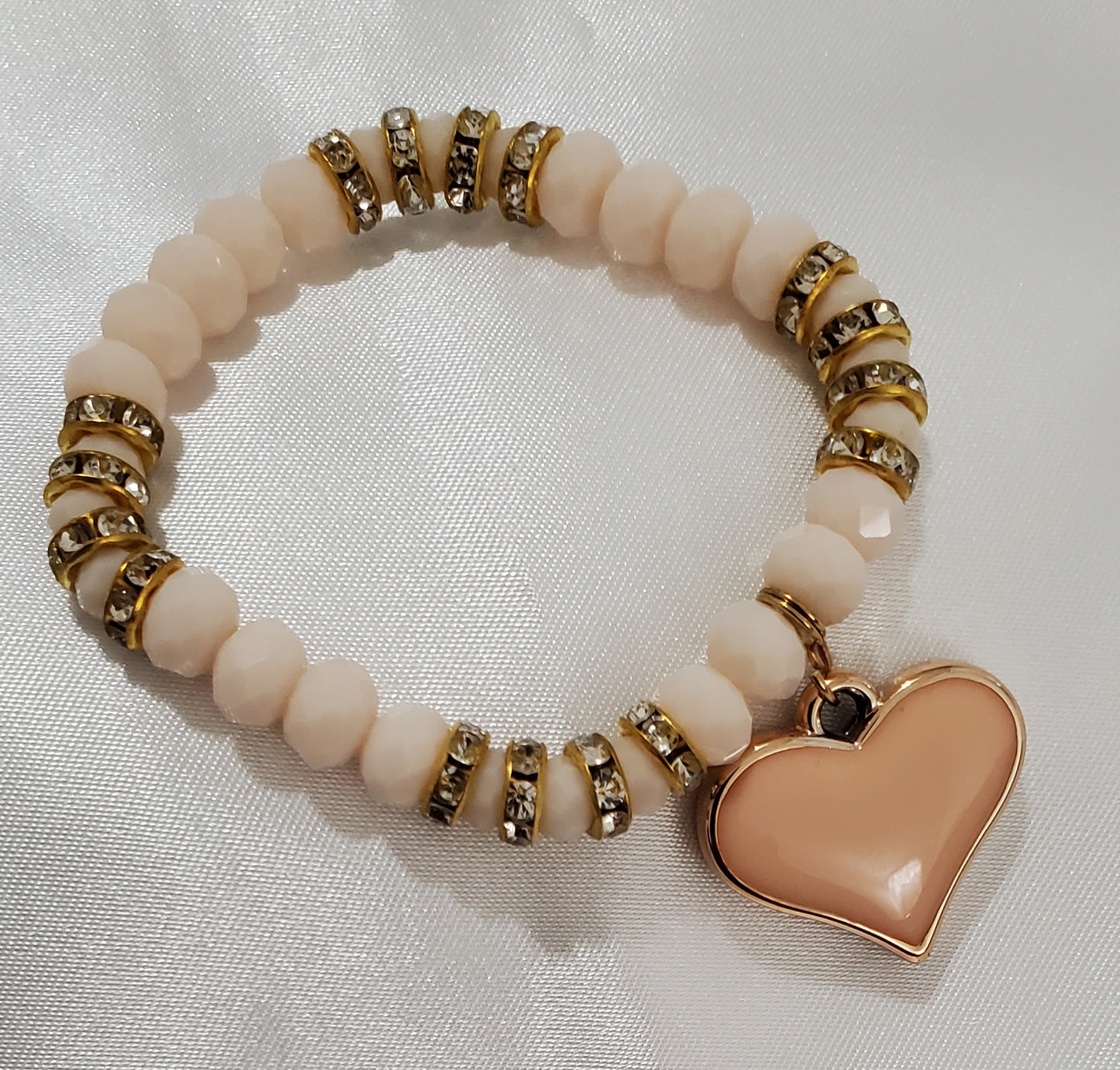 Crystal Pink Heart Stretch Bracelet