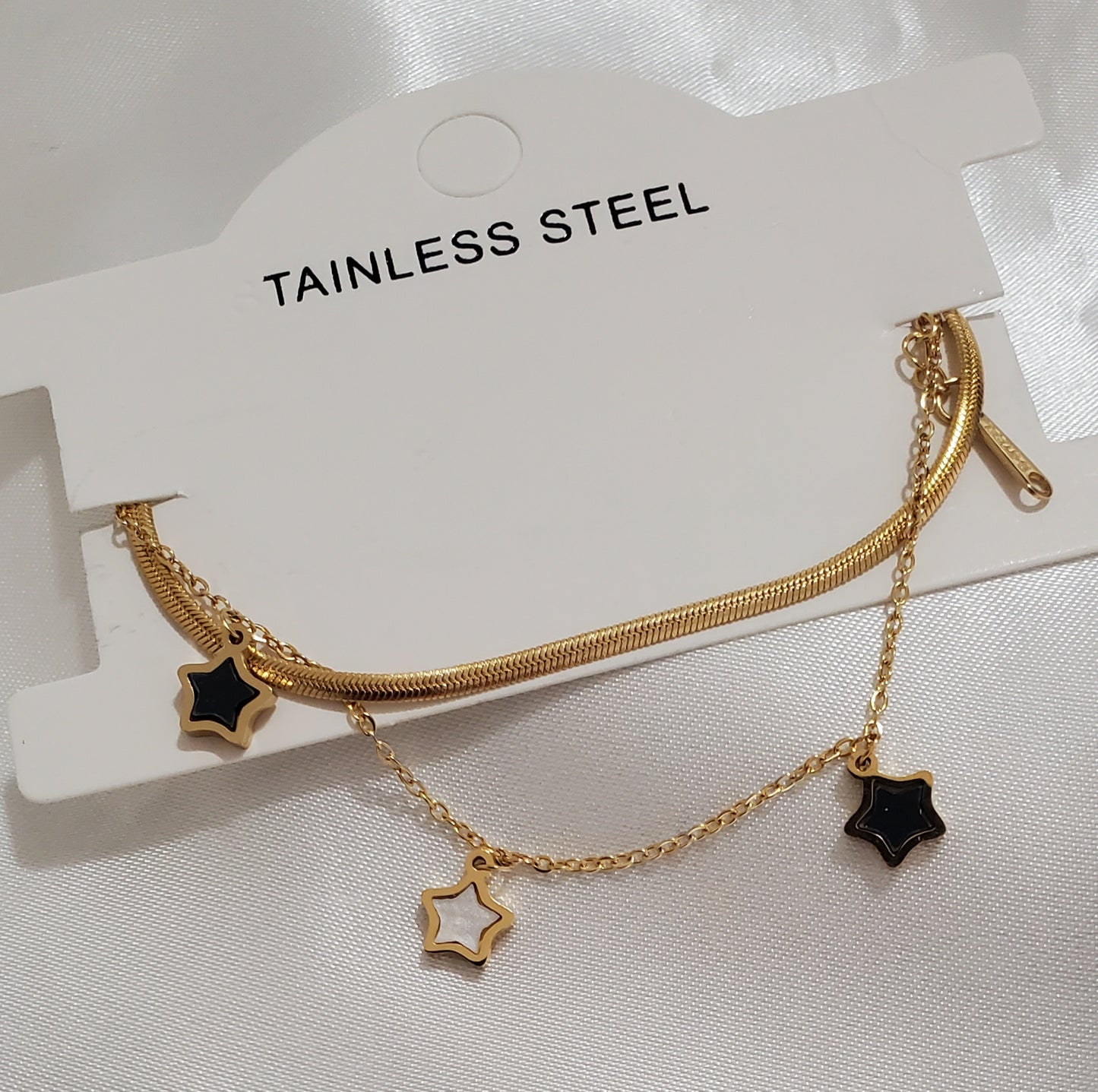 18K Gold Plated Stainless Steel Start Charm Bracelet