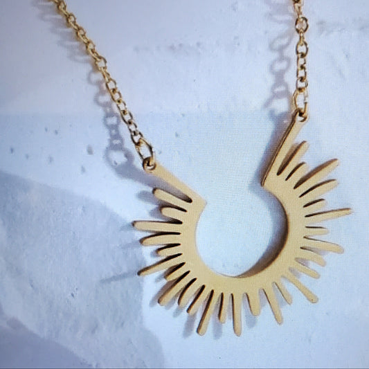 18K Gold Plated Half Sun Necklace