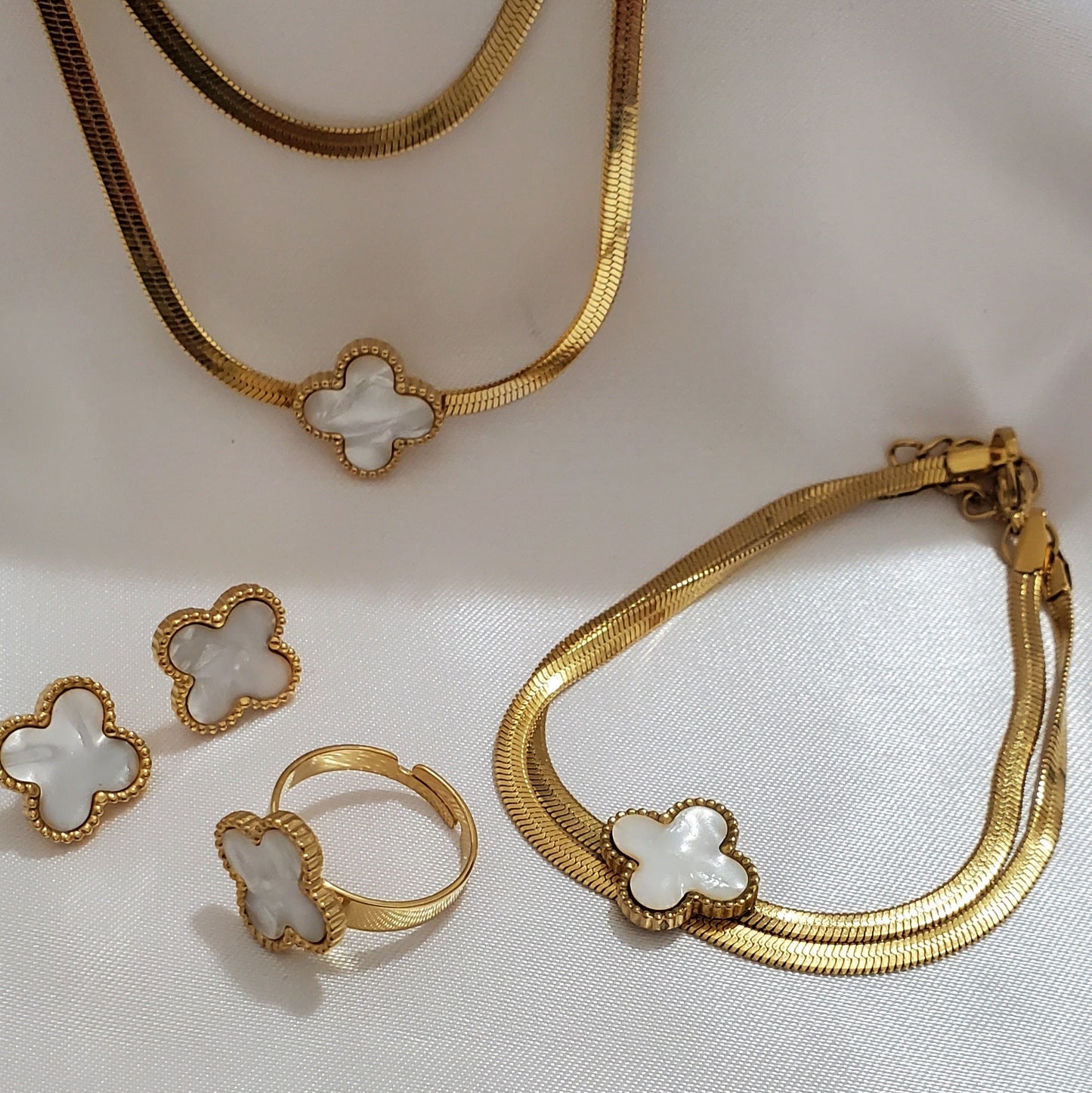 18K Gold Plate Mother of Pearl Jewelry Set