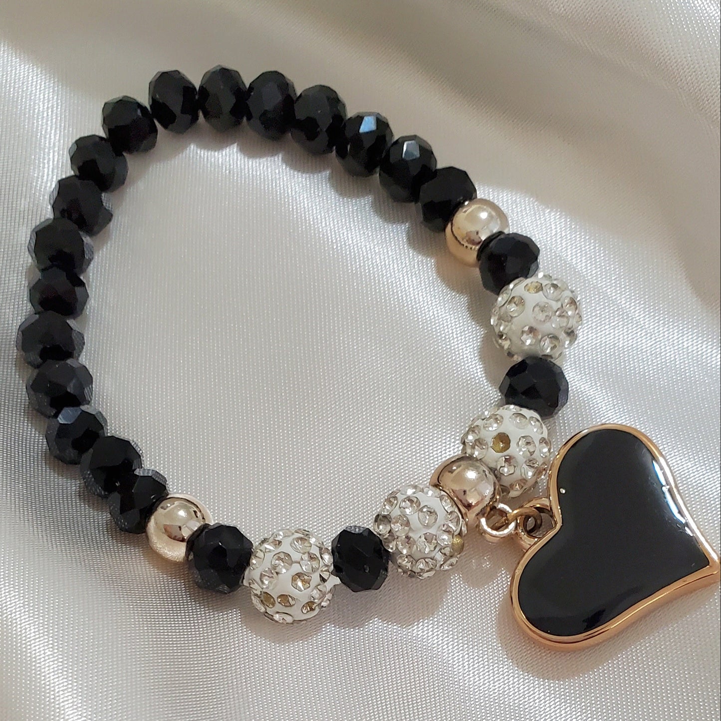 Black & White Rhinestone Stretch Bracelet
