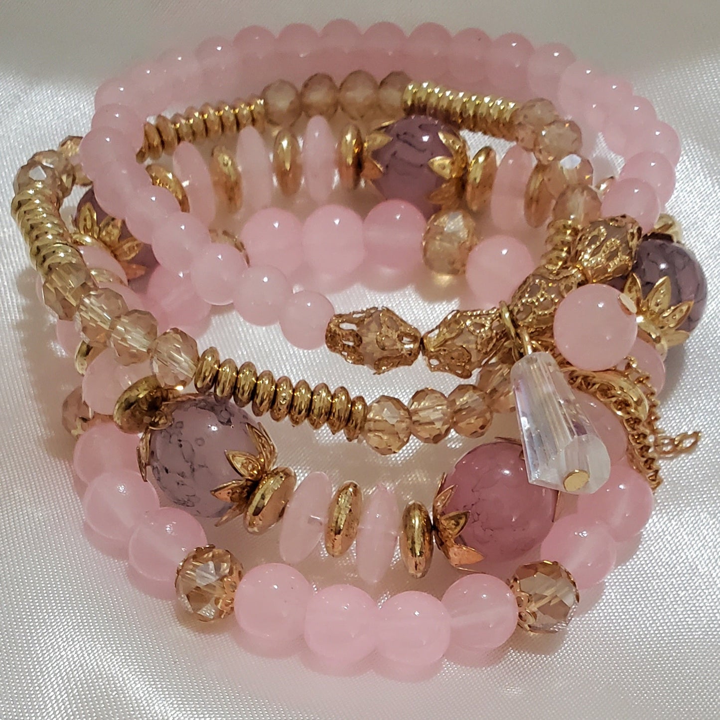 Pulsera Stretch  Dorado y Rosa Multi