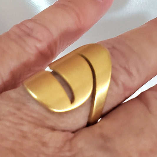 316-L Stainless Steel Gold Plated Ring Size 7