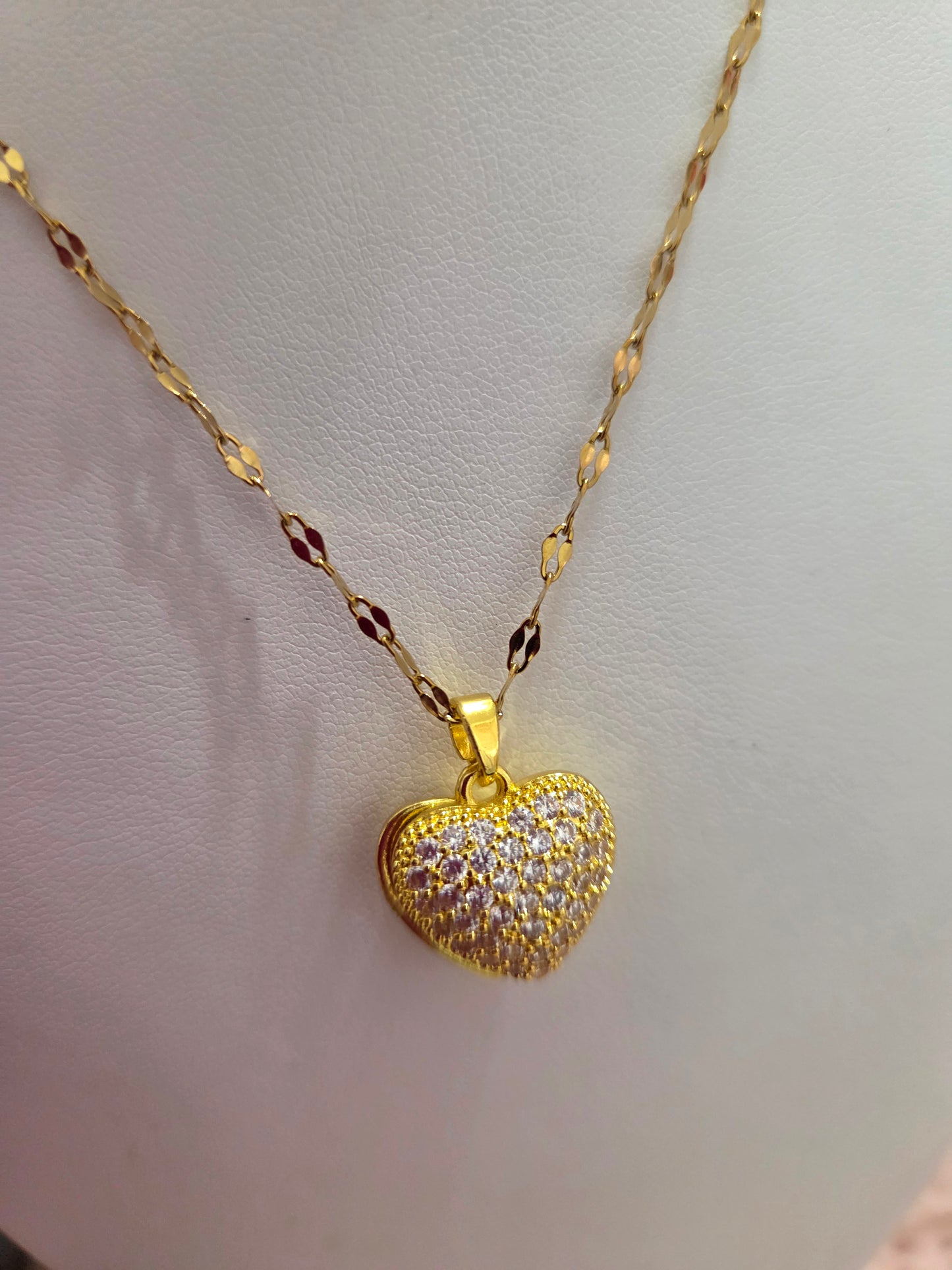 Stainless Steel 18K Gold Plated Heart Necklace