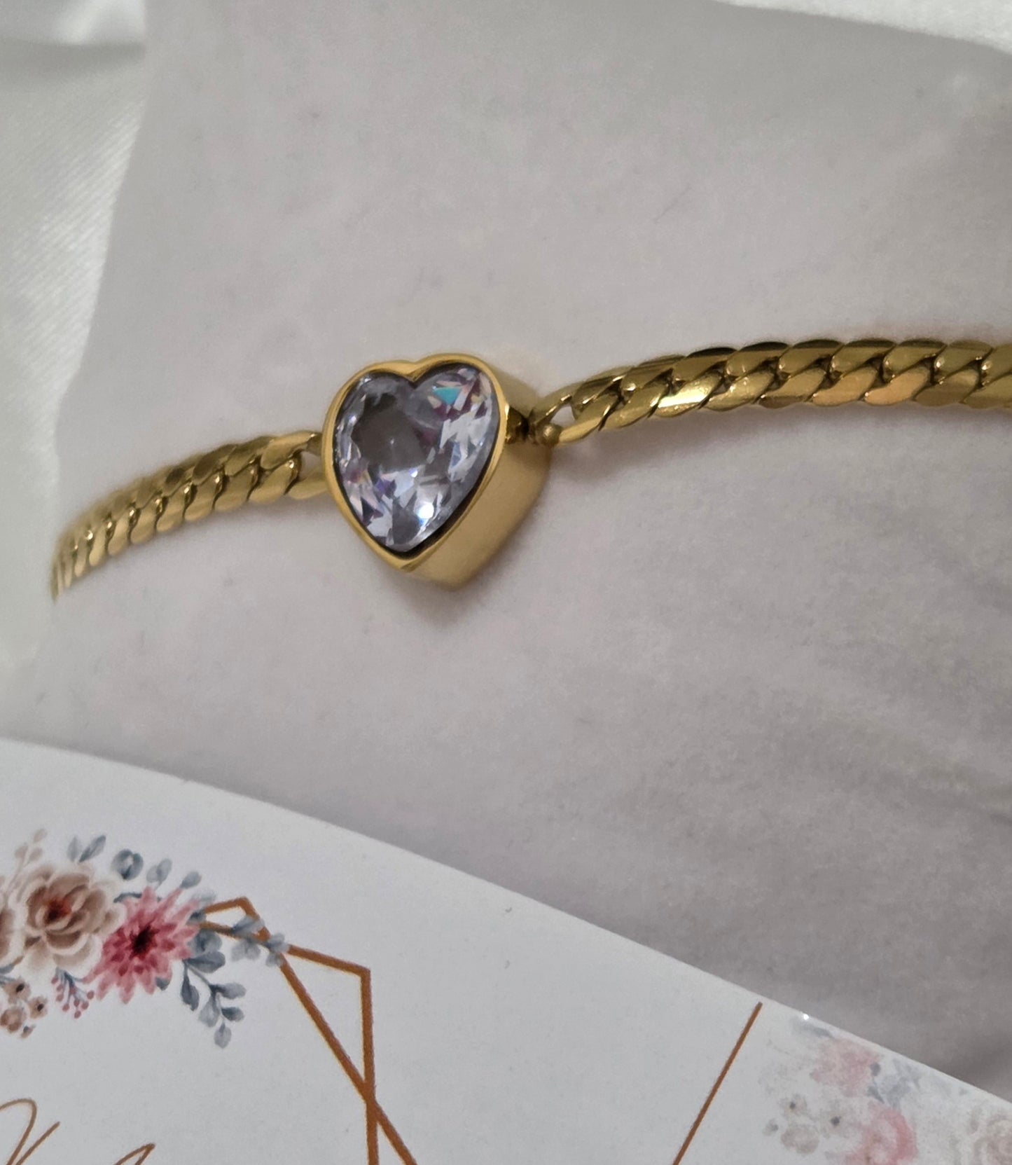 18K Gold Plated  Zircon Heart Bracelet