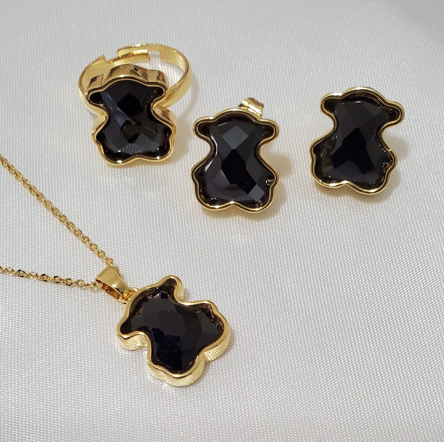 18K Gold Plated Stainless Steel Multi-Color 3-Piece Jewelry Set