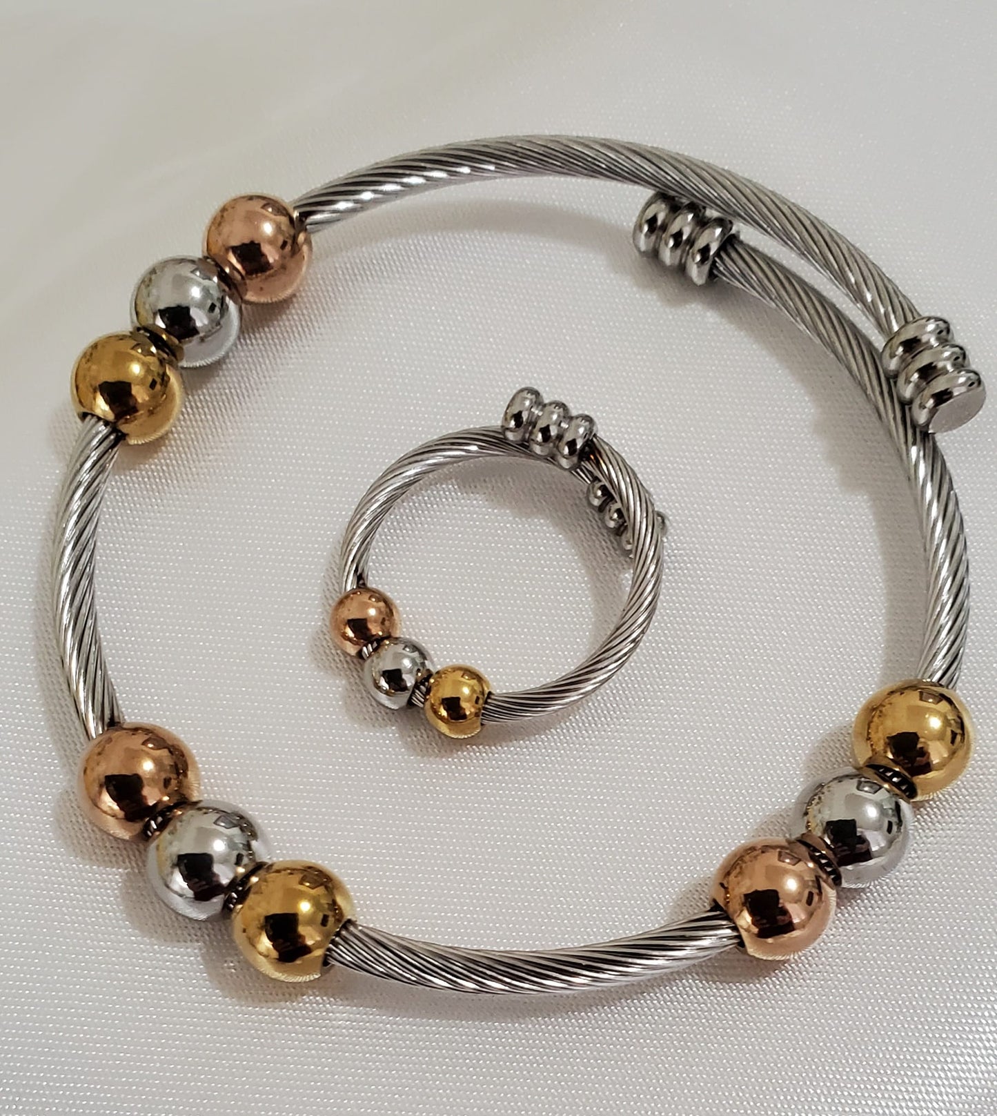 Pulsera y Anillo en Stainless Steel 6pcs Mixtos
