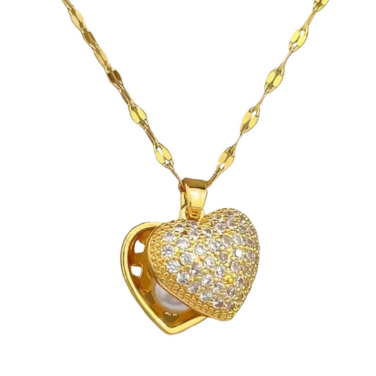 Stainless Steel 18K Gold Plated Heart Necklace