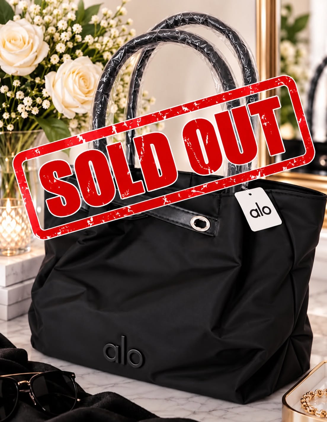 ALO Style Yoga BlackTote with Front Pocket
