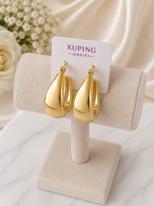 Aretes Gota Hueca en Oro Laminado 14K