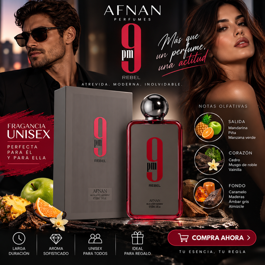 Afnan 9 PM Rebel Eau De Parfum Unisex 3.4 Fl. Oz