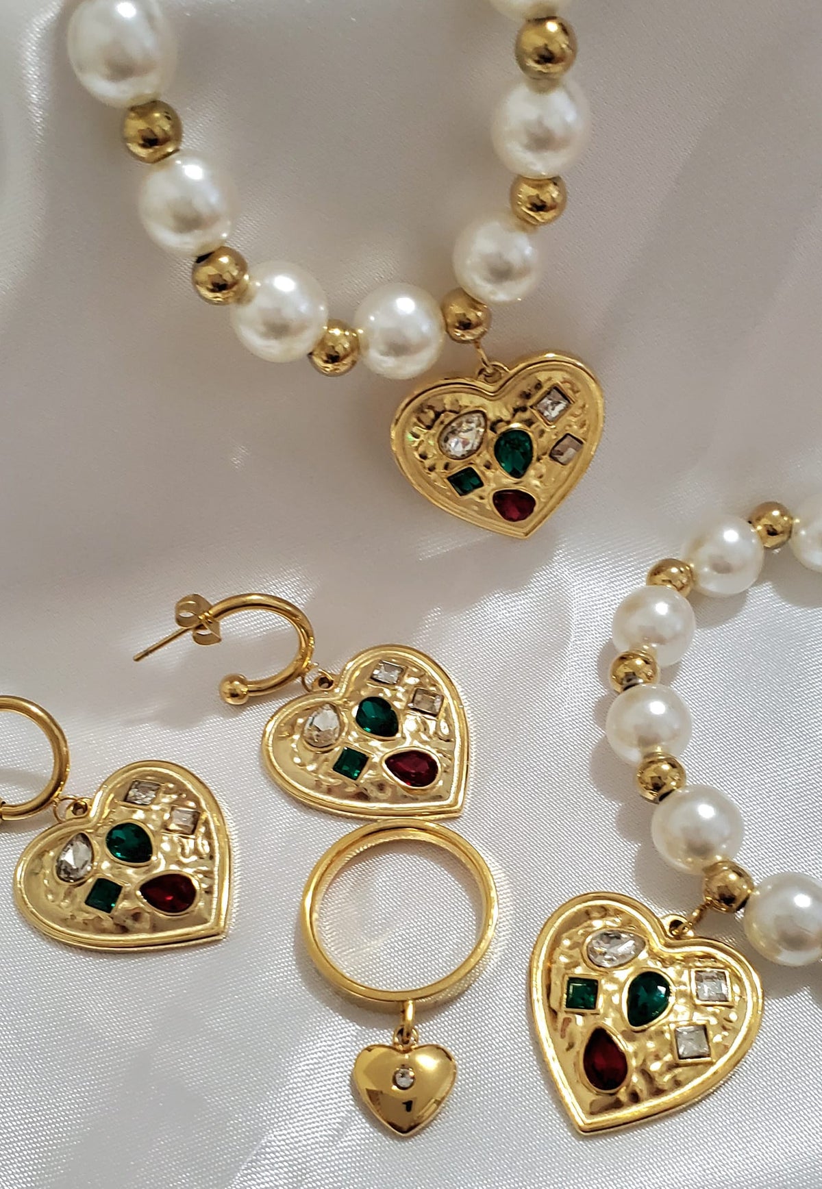 White Pearl Crystal Jewelry Set