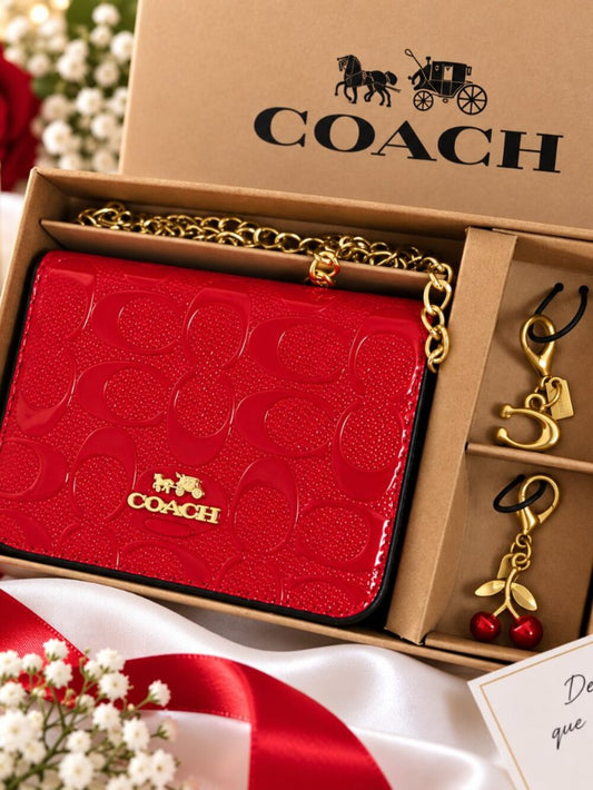 Red Mini Crossbody Wallet with Keychain