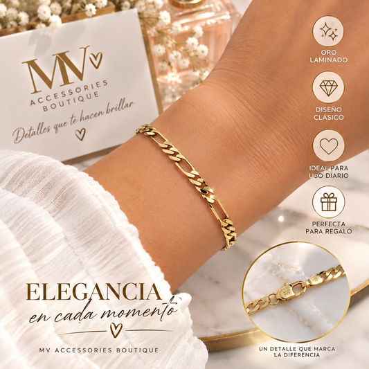 Pulsera Clásica 11 de Eslabones en Oro Laminado