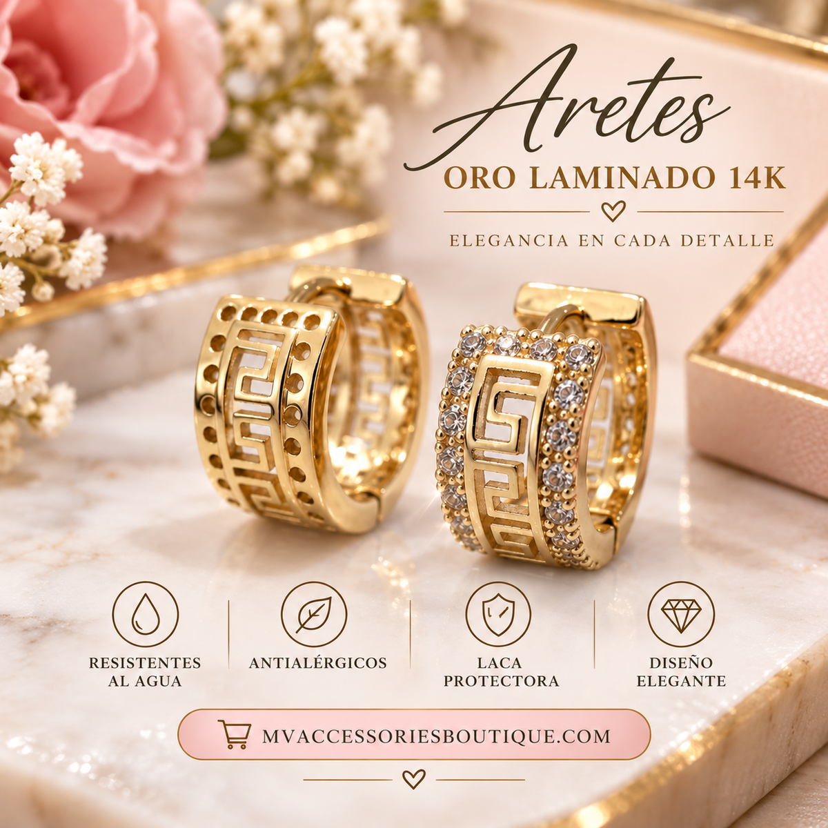 Aretes Huggie en Oro Laminado 14K