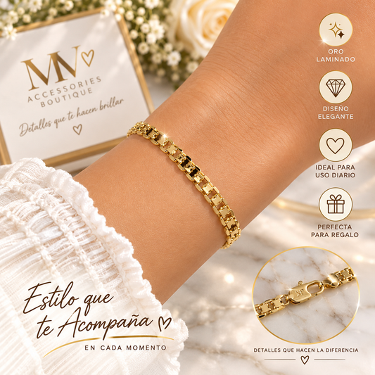 Pulsera de Eslabones Entrelazados en Oro Laminado