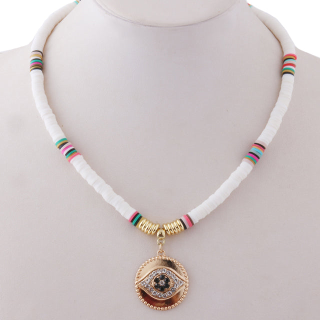 18K Gold Plated Heishi Beads Choker & Bracelet Set | Summer Polymer Clay Jewelry