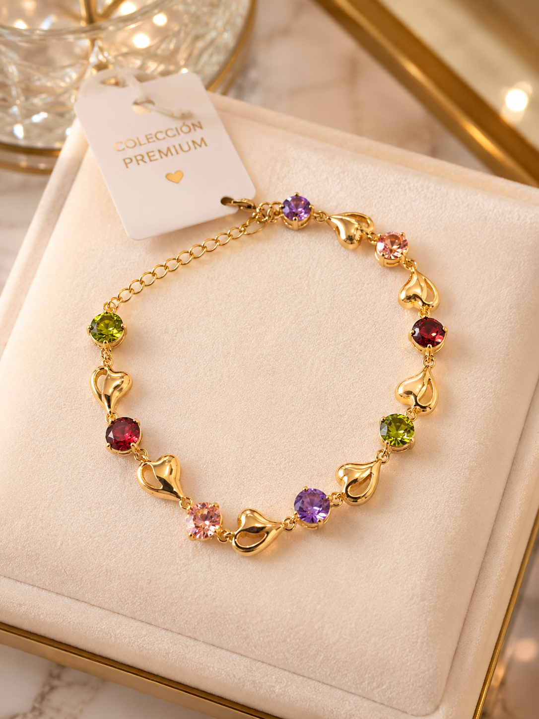 💜 Pulsera Multicolor en Oro Laminado 14K ✨