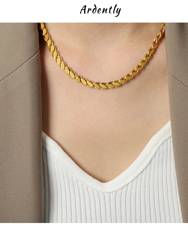 Gold Plated Stainless Steel Cuban Link Necklace & Bracelet Set Hip Hop Jewelry