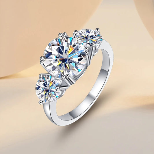 3 ct Classic Three Stone Round Cut Moissanite Engagement Ring
