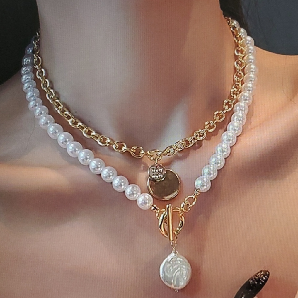 Set de Collar Doble Cadena Perlas
