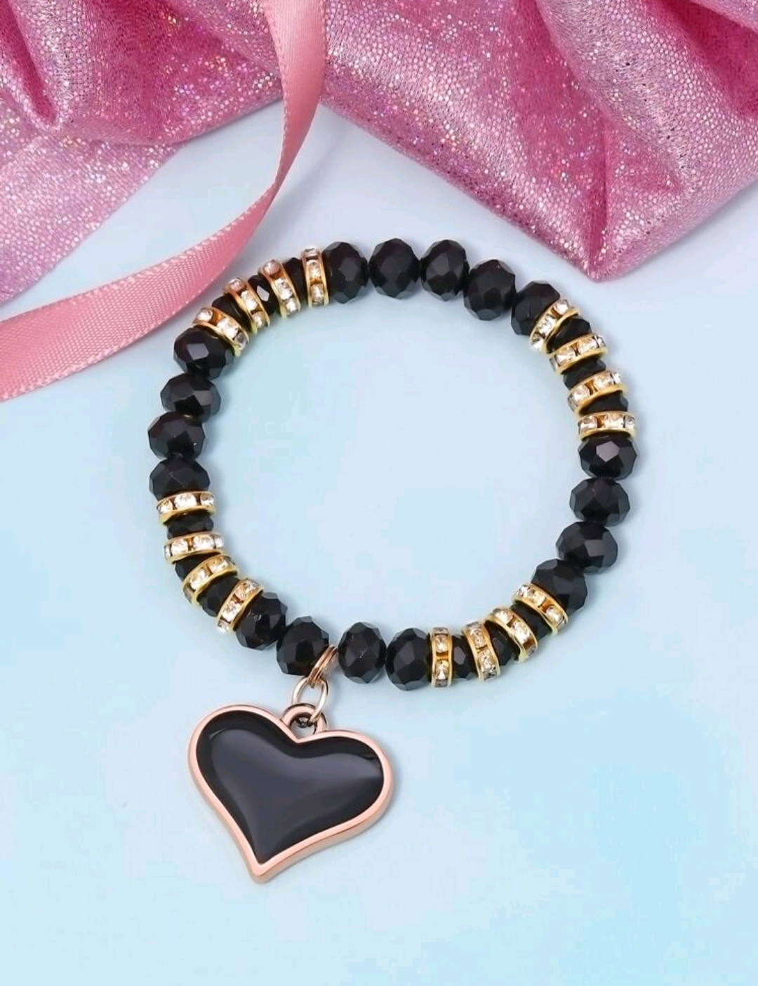 Pulsera Stretch Corazón negro