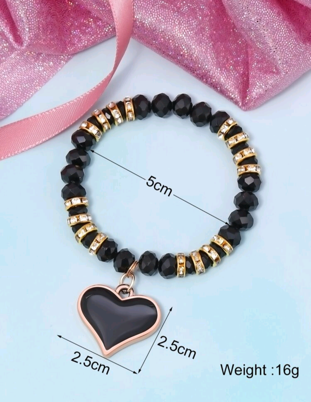 Pulsera crystal corazón violeta
