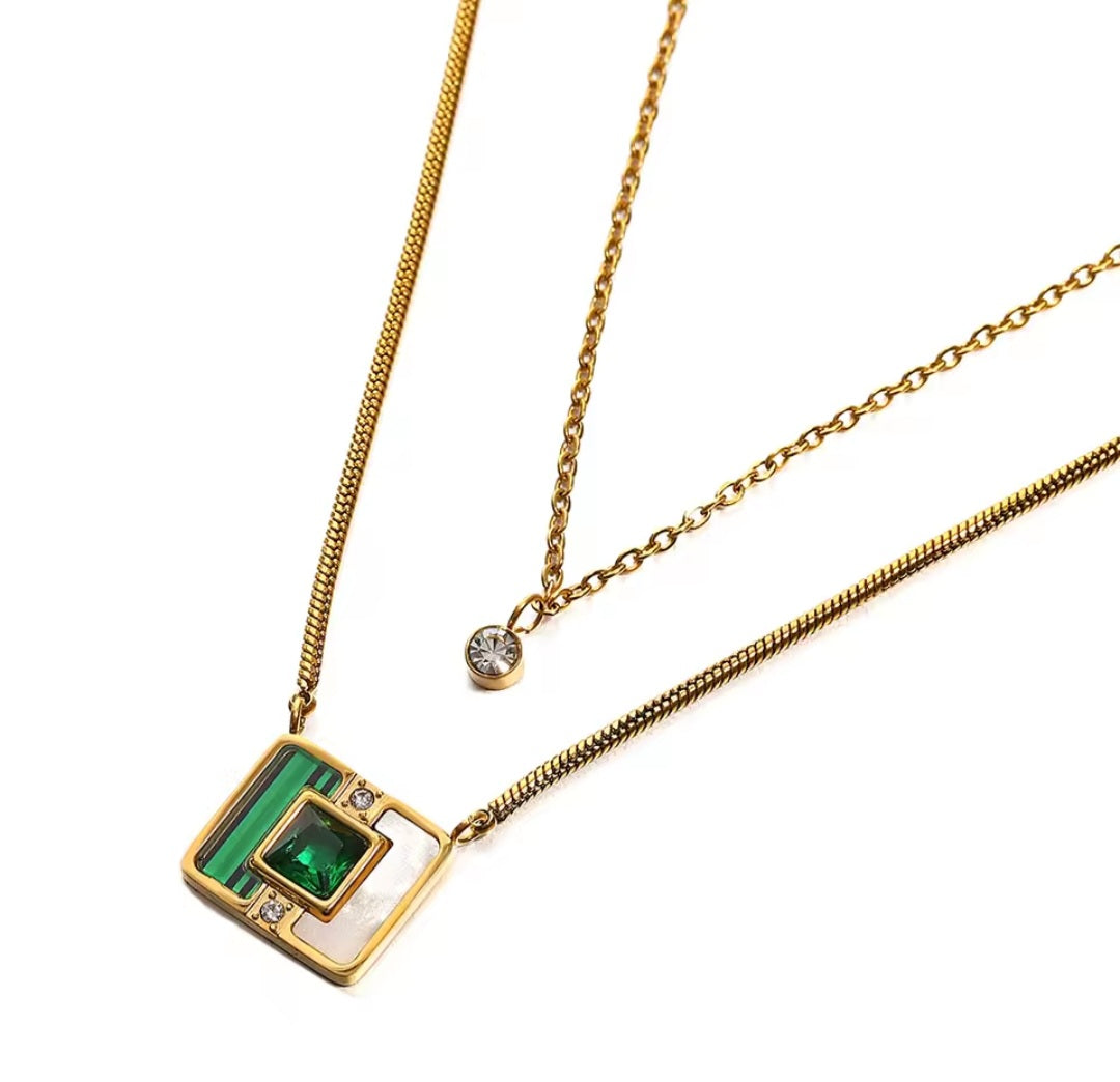 Luxury Emerald Green Crystal Diamond Pendant Necklaces