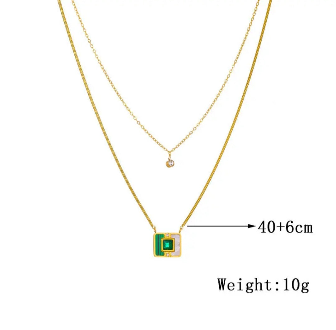 Luxury Emerald Green Crystal Diamond Pendant Necklaces