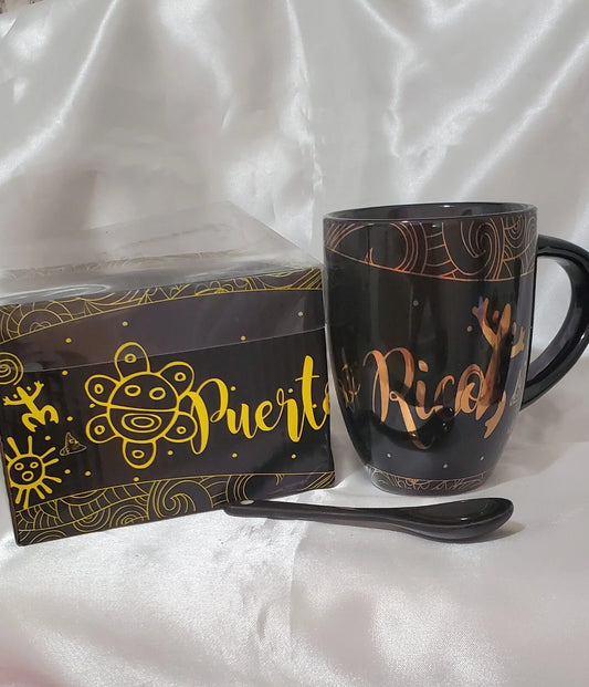 Puerto Rico Coquí Sun Taíno Ceramic Coffee Mug – Fine Glazed Souvenir Cup