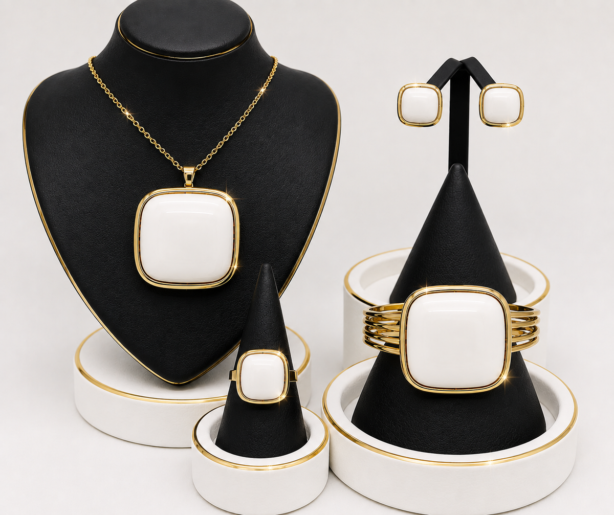 Yellow Enamel Jewelry Set