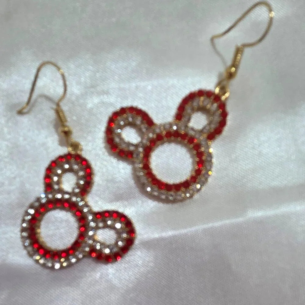 Mouse Shape Rhinestone Dangle Earrings