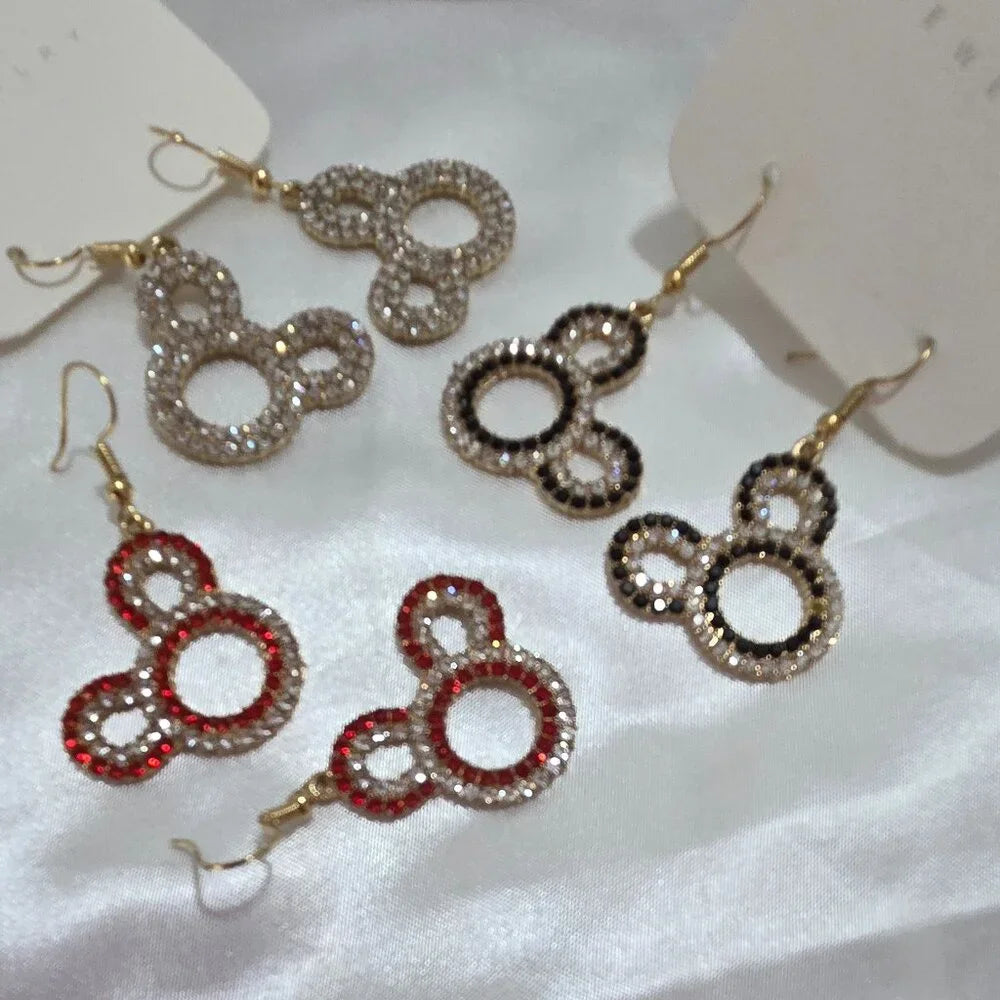 Mouse Shape Rhinestone Dangle Earrings