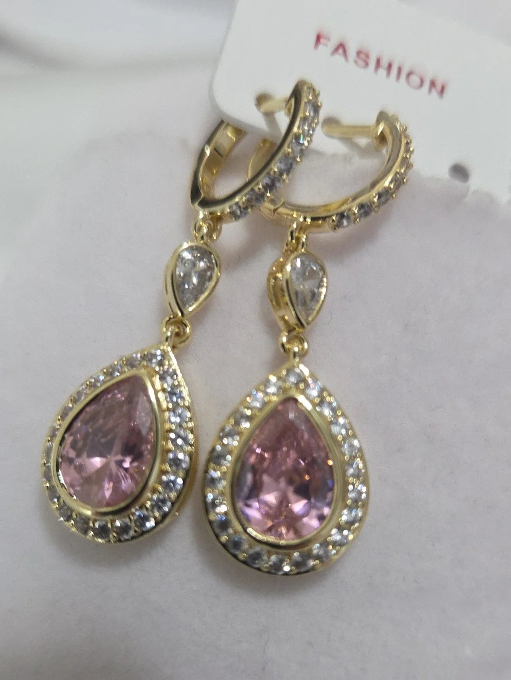 14k Laminated Gold Pink Tear drop earring
